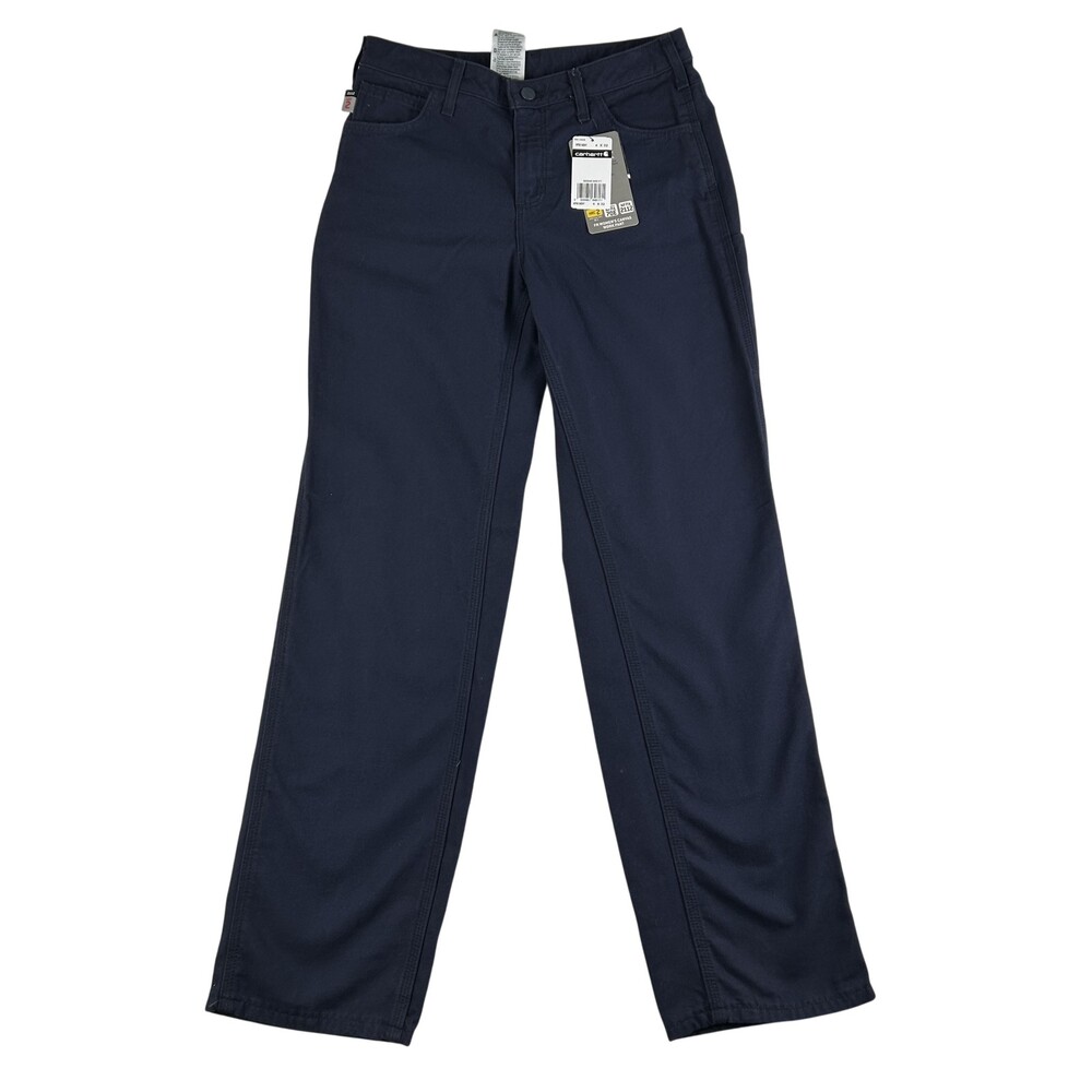 Carhartt FR Canvas Work Pants Womens 4x32 Navy Flame Resistant Utility Loose Fit
